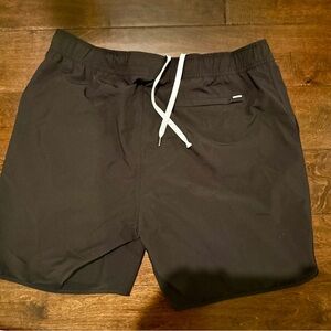 Vuori Men's Black Athletic Shorts with White Drawstring